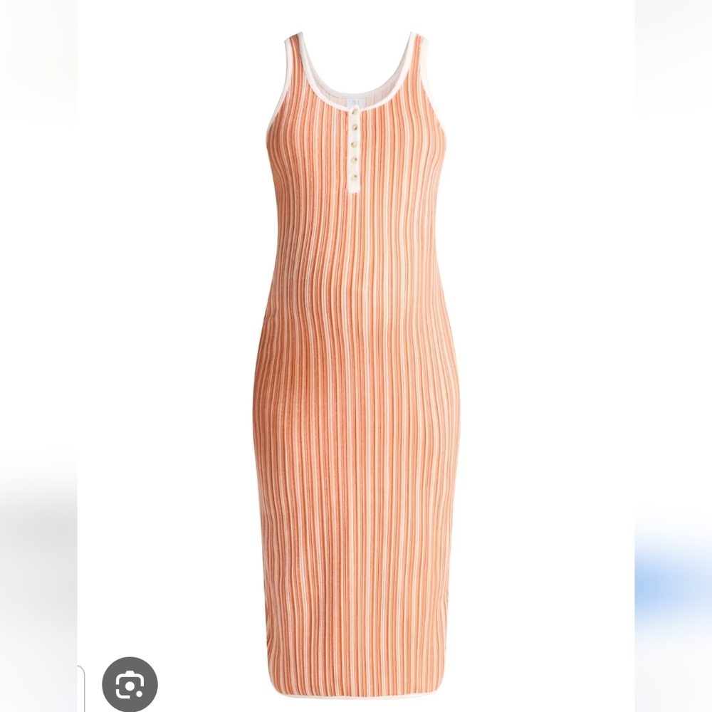 New Time & Tru Peach Orange Ribbed Tank Dress Henley Fall Maternity Vaca Casual